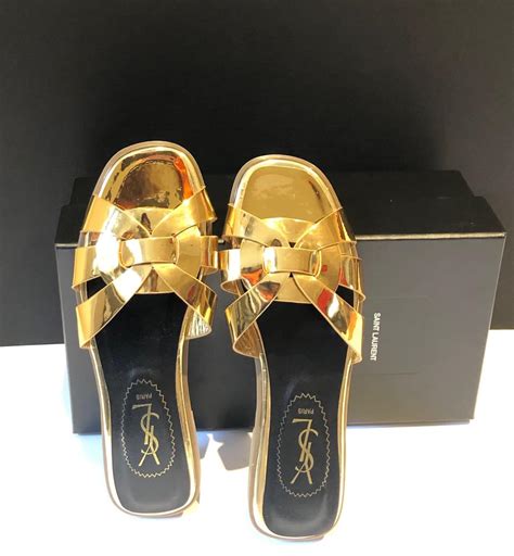ysl tribute sandals gold